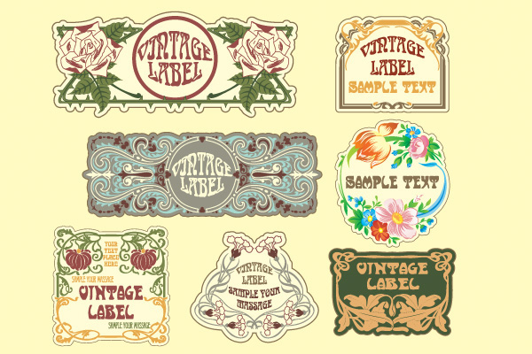 vintage vector set labels free download free floral labels floral 
