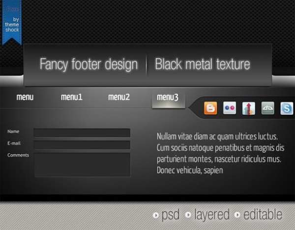 web unique ui elements ui stylish simple quality original new modern metal texture metal menu buttons menu interface hi-res HD fresh free download free footer email elements download detailed design creative comment box clean black 