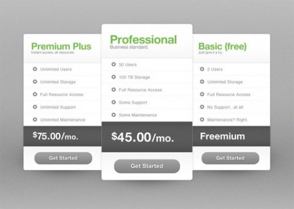 web unique ui elements ui table stylish quality psd professional product pricing table price package original new modern interface hi-res HD fresh free download free elements download detailed design creative comparison clean 
