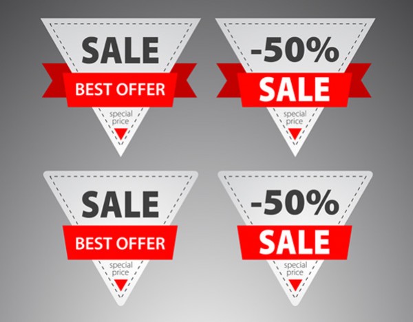 vector triangle set sale ribbon banner ribbon red label free download free discount banner badge 