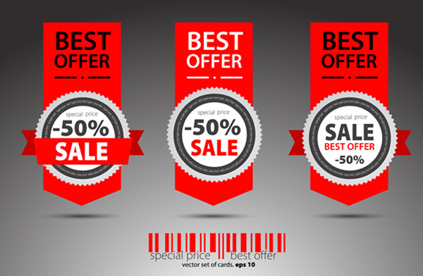 vector sticker set sales sale ribbon red price label hanging free download free banners badge 