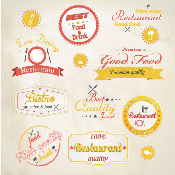 vintage vector stickers retro restaurant labels retro restaurant labels free download free cafe bistro 