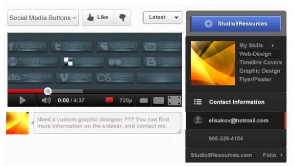youtube web unique ui elements ui stylish quality psd original new modern interface hi-res HD fresh free download free facebook timeline cover Facebook timeline elements download detailed design creative cover clean 