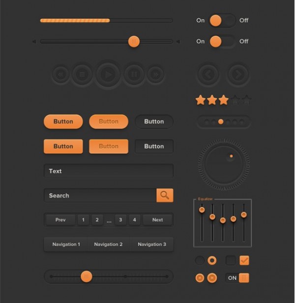 web volume control unique ui set ui kit ui elements ui toggles stylish star rating sliders sleek media player set quality psd pagination original orange on/off switches new modern knobs kit interface hi-res HD fresh free download free equalizer elements download detailed design crisp 3 state buttons creative clean chocolate brown 