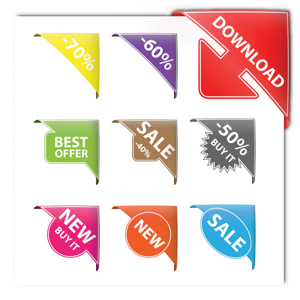 web vector unique ui elements tag stylish set sales red quality original new labels interface illustrator high quality hi-res HD graphic fresh free download free feature EPS elements download discount detailed design creative corners corner labels corner colorful blue badge 