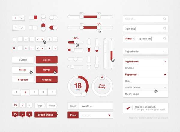 white web unique ui set ui kit ui elements psd ui elements ui tooltips toggles tags stylish sliders set selector bar search field red ui kit red quality psd progress bar Pizza ui kit pagination original new modern login form interface input fields hi-res HD fresh free download free flat elements dropdown menu download detailed design creative clean check boxes buttons 