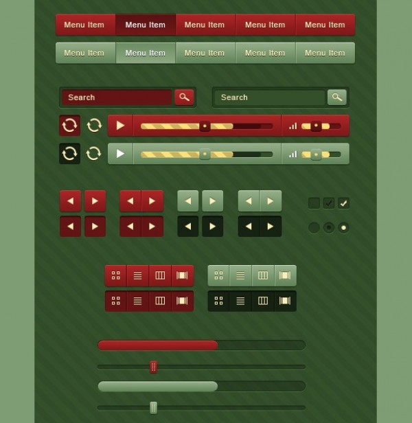 xmas web unique ui kit ui elements ui stylish sliders simple red quality original new navigation modern menu interface hi-res HD green fresh free download free elements download detailed design creative controls clean buttons 