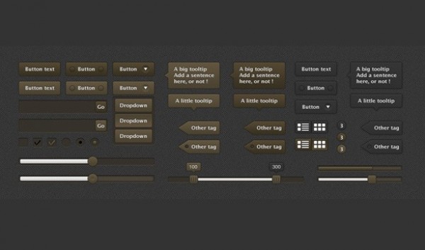 web unique ui set ui kit ui elements ui tooltips tags stylish sliders search fields quality psd progress bar original new modern interface hi-res HD fresh free download free elements dropdown download detailed design dark creative clean check boxes buttons brown 