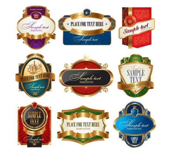 web vector unique ui elements stylish set ribbon quality professional product labels ornate original new labels interface illustrator high quality hi-res HD graphic gold fresh free download free elements elegant download detailed design creative classic badge AI 