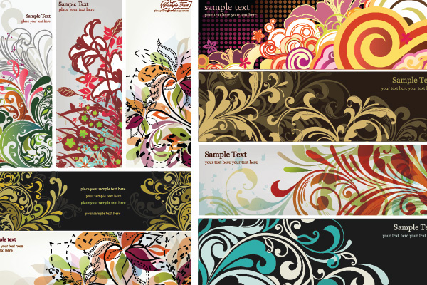 web vector unique ui elements swirl stylish set quality original new nature interface illustrator high quality hi-res header HD graphic garden fresh free download free flowers floral banner floral elements download detailed design creative colorful banners AI abstract 