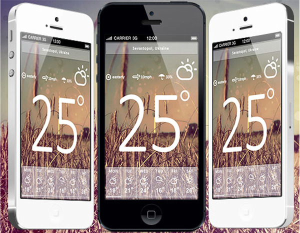 weekly web weather app weather unique ui elements ui transparent stylish retina quality psd original new modern iPhone weather app interface hi-res HD fresh free download free forecast elements download detailed design creative climate clean app 