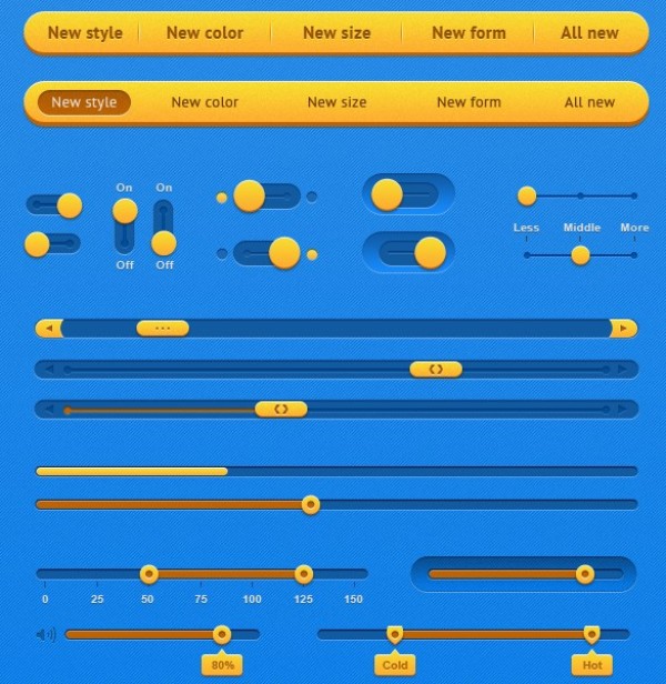 yellow web variety of buttons unique ui set ui kit ui elements ui toggles switches stylish sliders set radio buttons quality psd progress bars player original new navigation menus navigation modern menu kit interface input fields hi-res HD fresh free download free elements download detailed design creative clean check boxes bright blue 3d 