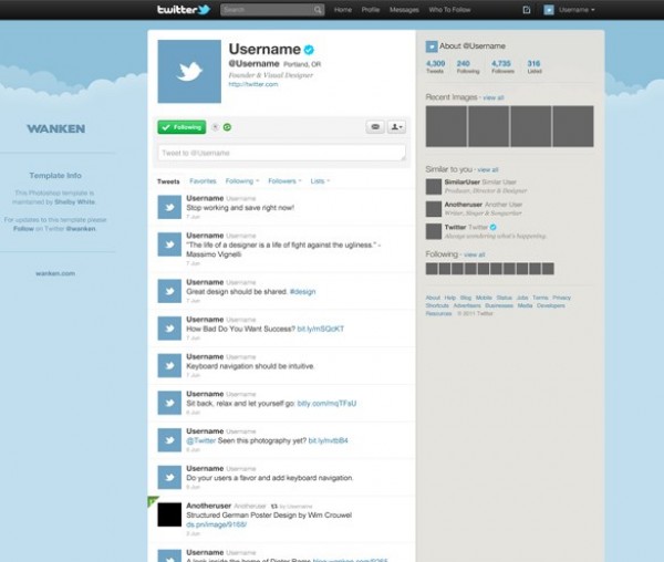 webpage web unique ui elements ui twitter page twitter design twitter template stylish quality psd original new modern interface hi-res HD fresh free download free elements download detailed design creative clean blue blog  