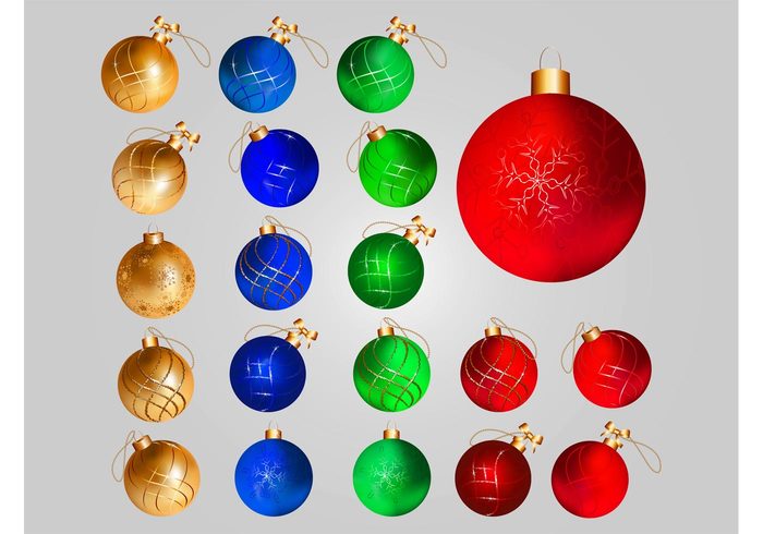 spheres round realistic ornaments icons holiday greeting cards golden gold festive detailed decorations colors 3d 