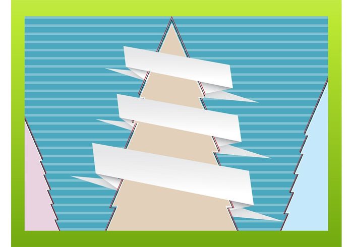 winter trees stripes silhouettes ribbons paper lines holiday greetings festive christmas trees celebration banners  