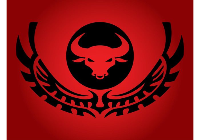 wings sticker ring print Nose logo template Livestock horns farm eyes ears decal cow Corrida circle angry 