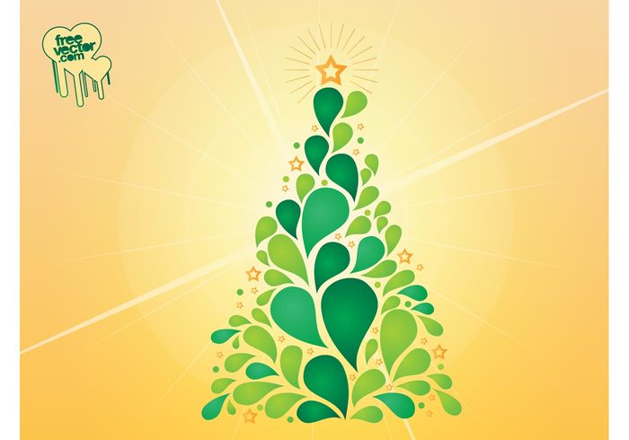 xmas Teardrops seasonal plant pine nature holiday greeting card evergreen tree dots circles celebration abstract 