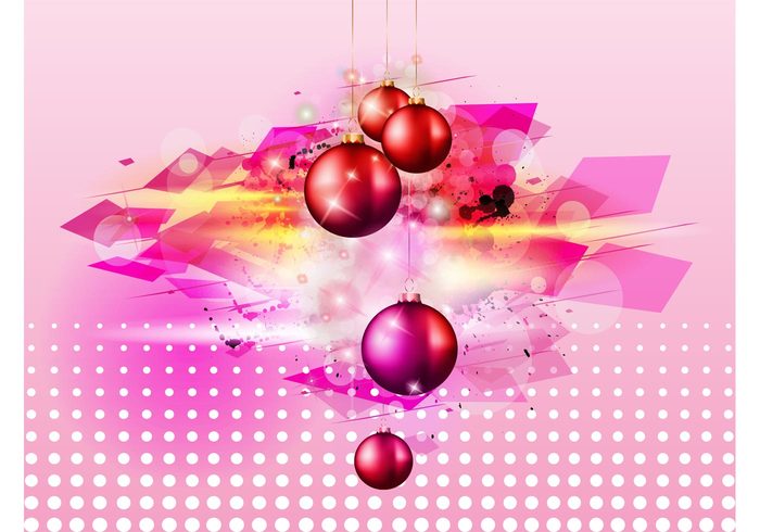 splatter polka dots ornaments lights holiday greeting card festive decorations christmas celebration balls abstract 