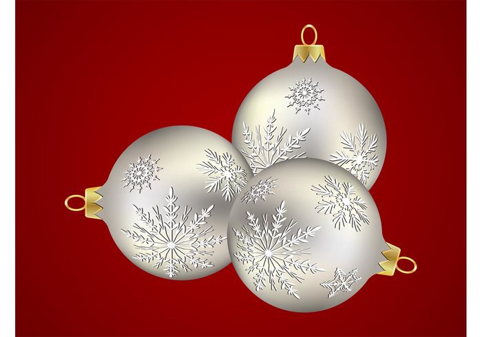 winter spheres snowflakes snow shiny round ornaments holiday greeting card golden gold festive celebration 