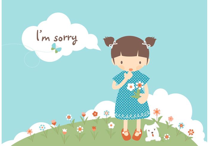 sweet standing speech bubble sorry wallpaper sorry background Sorry small posing people i'm sorry Human grass girls girl forgiveness flowers female dots dog cute Concepts cloud clothing child character cartoon butterfly background baby animal 