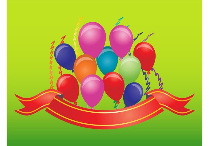 ribbon party invitation happy birthday colors colorful celebration birthday banner vector balloons Balloon vectors anniversary 