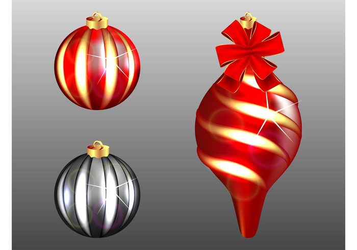swirling shiny shines ribbon holiday festive decorative decoration Christmas graphics celebration bow ball 
