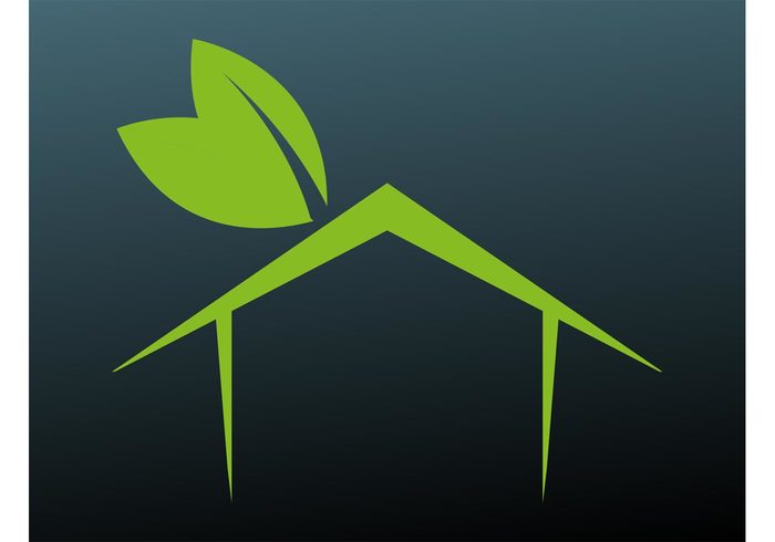 template silhouettes plant nature logo lines leaves home green home ecology ecological eco friendly building 
