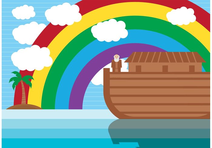 tale story sea rainbow prophet old noah's flood noah's ark noah nature island Flood cute cartoon boat bible ark animal 