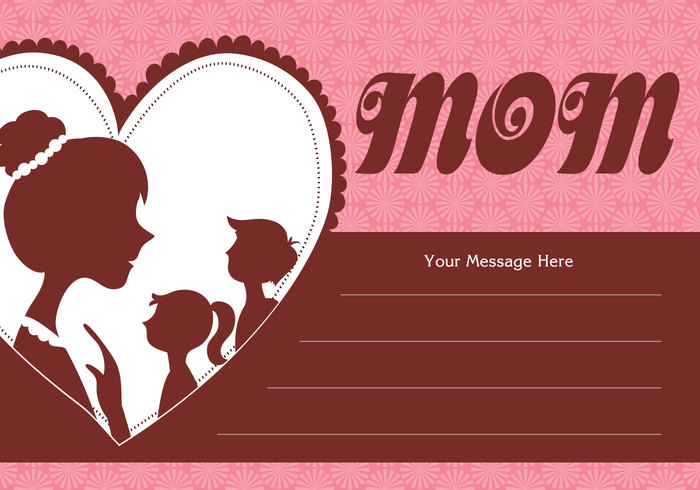woman vintage vector sweet supermom silhouettes poster mother and daughter mother Moms mommy mom love joy invitation illustration heart happy female family face ever day daughter child cartoon care card background art 