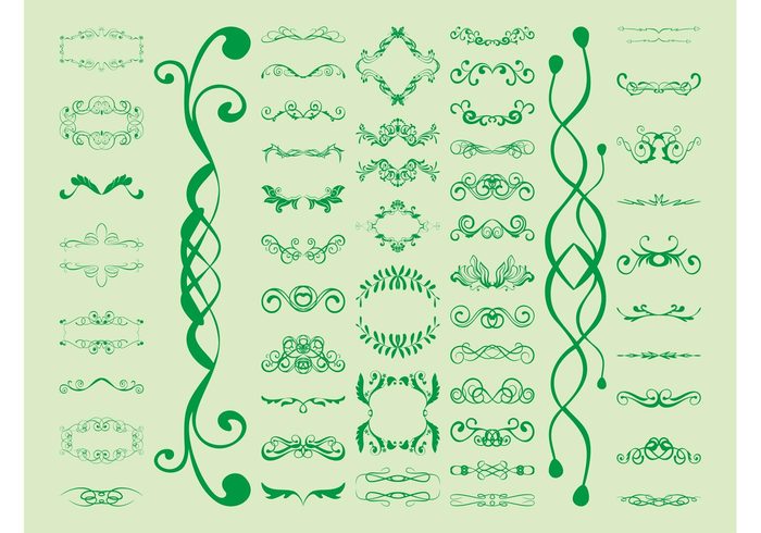 waves swirls spirals scrolls retro plants lines leaves floral decorative decorations antique abstract 