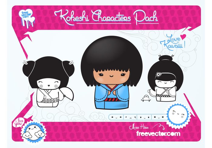 tea Smile mascots kokeshi Japanese japan happy girls dolls characters cartoon Anime 