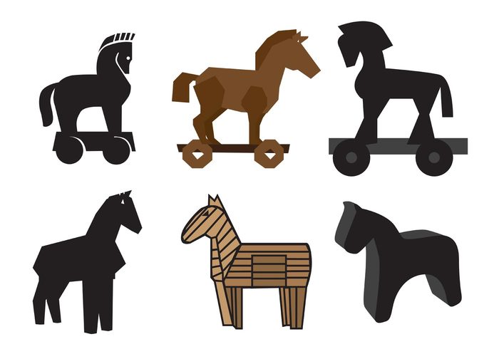 wooden wood wheel war troy trojan horse Trojan legend isolated horse Hide greek concept cartoon Burglar animal 