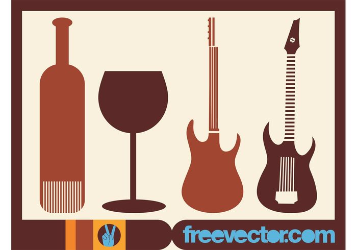 wine stickers silhouettes musical instruments music logos icons guitars Glassware glass decals bottle alcohol 