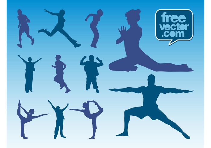 yoga Workout women woman sport silhouettes run people men man keep fit jump fitness fit Athletic active 