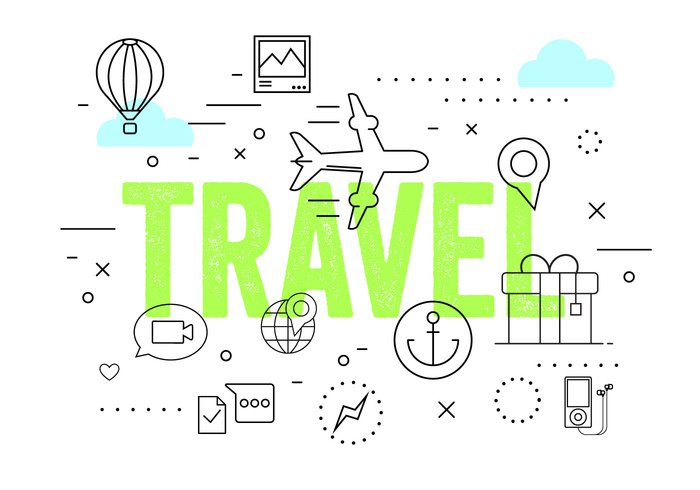 website vacation trip travel tourism thin symbol summer set plane music modern line illustration icons icon hotel holiday flat ear buds Destination concept business background airplane 