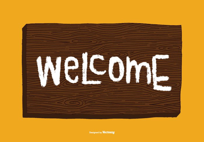 woodgrain wooden sign wooden wood welcome mat welcome vintage tree rings store signboard Signage sign shop retro retail open office hand drawn business board banner background 