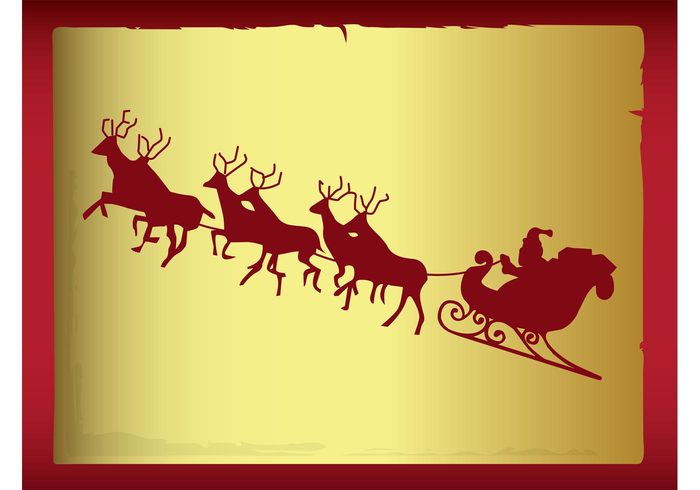 sleigh silhouettes silhouette santa claus reindeer presents holiday fly festive deer decal christmas celebrate 