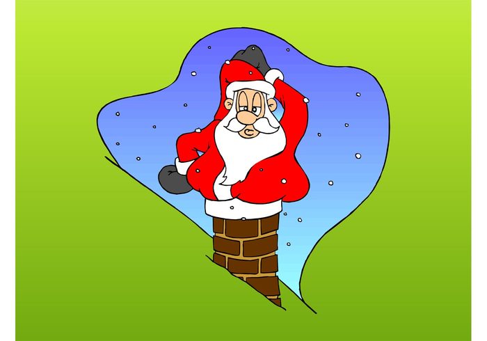 winter snow santa claus roof holiday funny festive christmas character cartoon caricature bricks 