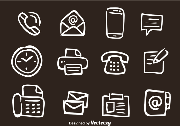 work telephone sketch print phone paper office note message mail fax icons fax icon fax email doodle document contact clock chat call bussiness book  