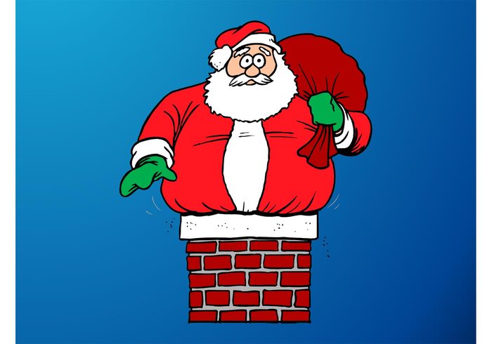 Surprised Stuck santa claus humor holiday funny festive christmas chimney celebration cartoon caricature Belly 