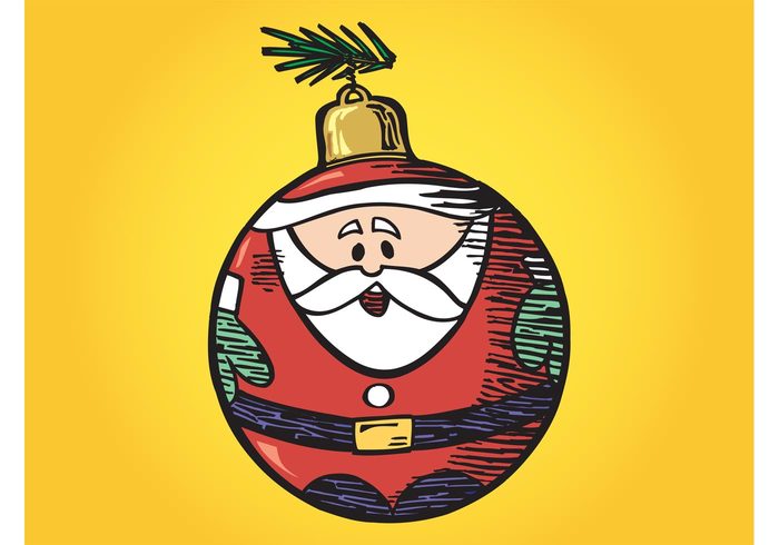 santa claus holidays festive evergreen tree decorative decoration christmas celebration cartoon branch ball 