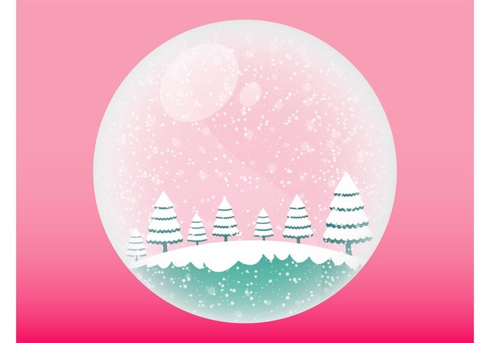 winter trees sphere snowflakes snowfall round ornament holidays glossy glass festive decoration christmas 