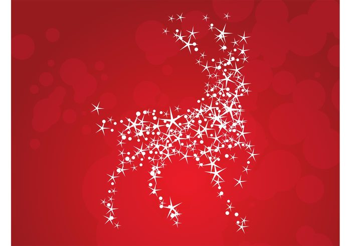 xmas stars star shapes santa claus reindeer red new year invitation holidays greeting festive christmas card antler 