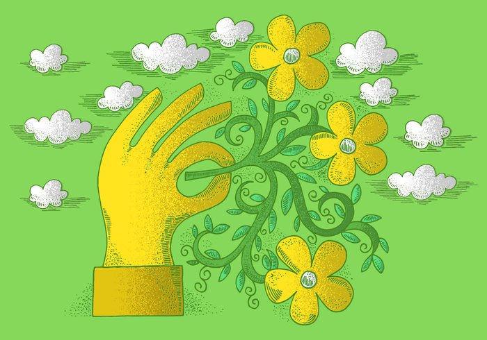 yellow hand yellow flowers vine poster love inspiration hand drawn flower hand drawn hand green vine flowers floral fingers clouds blooms beauty background  