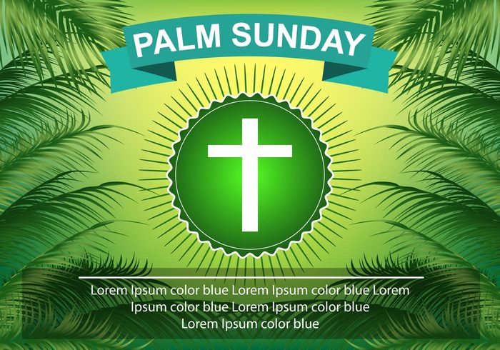 sunday son sign religion palm sunday palm nature natural lord logo leaf jesus illustration holy holiday green good friday David cristian color blessed banner background 