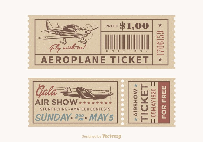 vintage vector typography ticket retro price performance paper old message label icon hand grunge frame drawn cessna border background aviation airplane aircraft aeroplane 