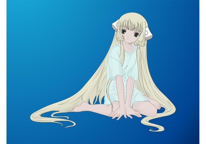 woman Surprised Nightgown manga Long hair Japanese girl female eyes dress character cartoon Asian Anime 