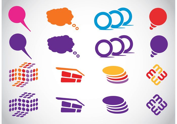 web Vector set typography type tag symbol stylish style stamp speech sign shape print object internet circles balloon 