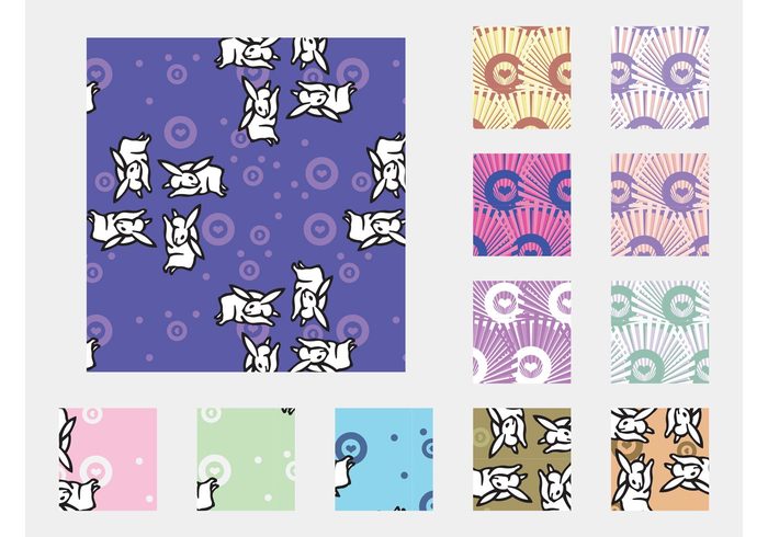 squares seamless patterns rays rabbits Patterns lines hearts cute colorful Bunnies animals adorable abstract 