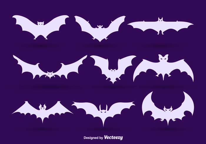 wing white vampire silhouette shape set seasonal scary purple horror holiday halloween Gothic flying fly Fear evil dark collection bat animal 